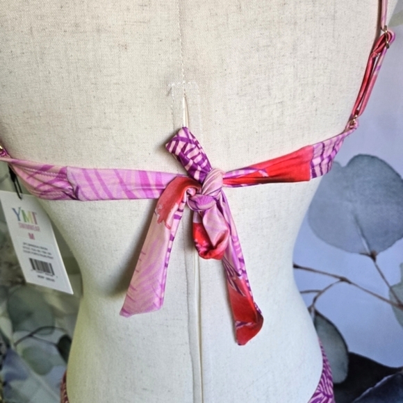 YMI | Bandeau Bikini in Purple Palms Print Sz M - Picture 3 of 16